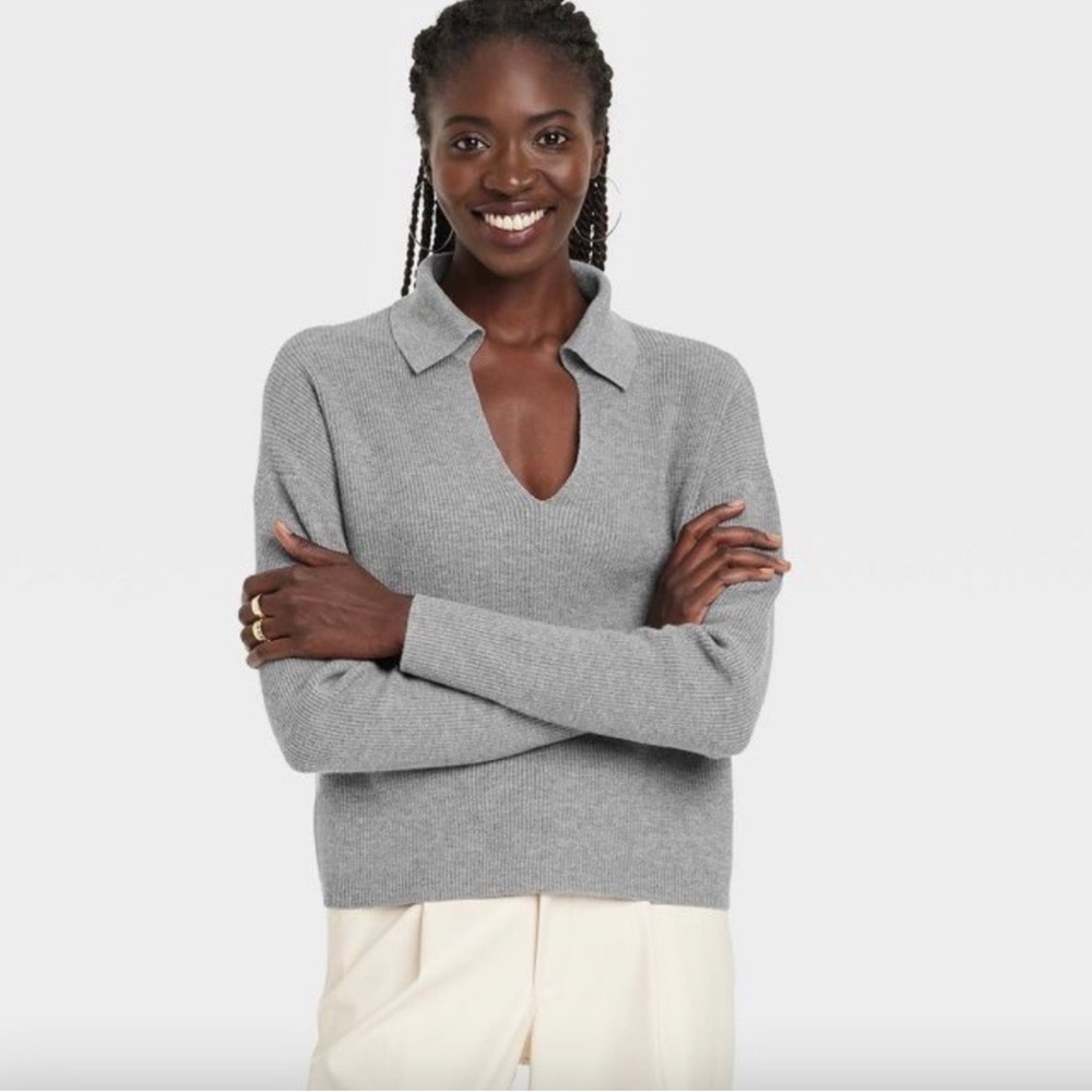 A New Day Collared Polo Ribbed Pullover Sweater